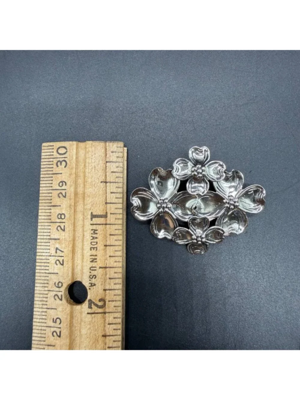 Dogwood Flower Brooch Pin Vintage Beau Sterling Silver Floral Jewelry Retro